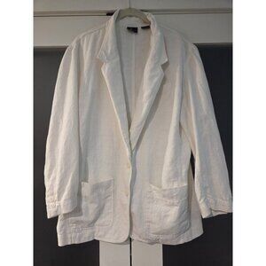 90s Liz Sport Cotton Linen Blazer Womems Sz L French Seams Classic